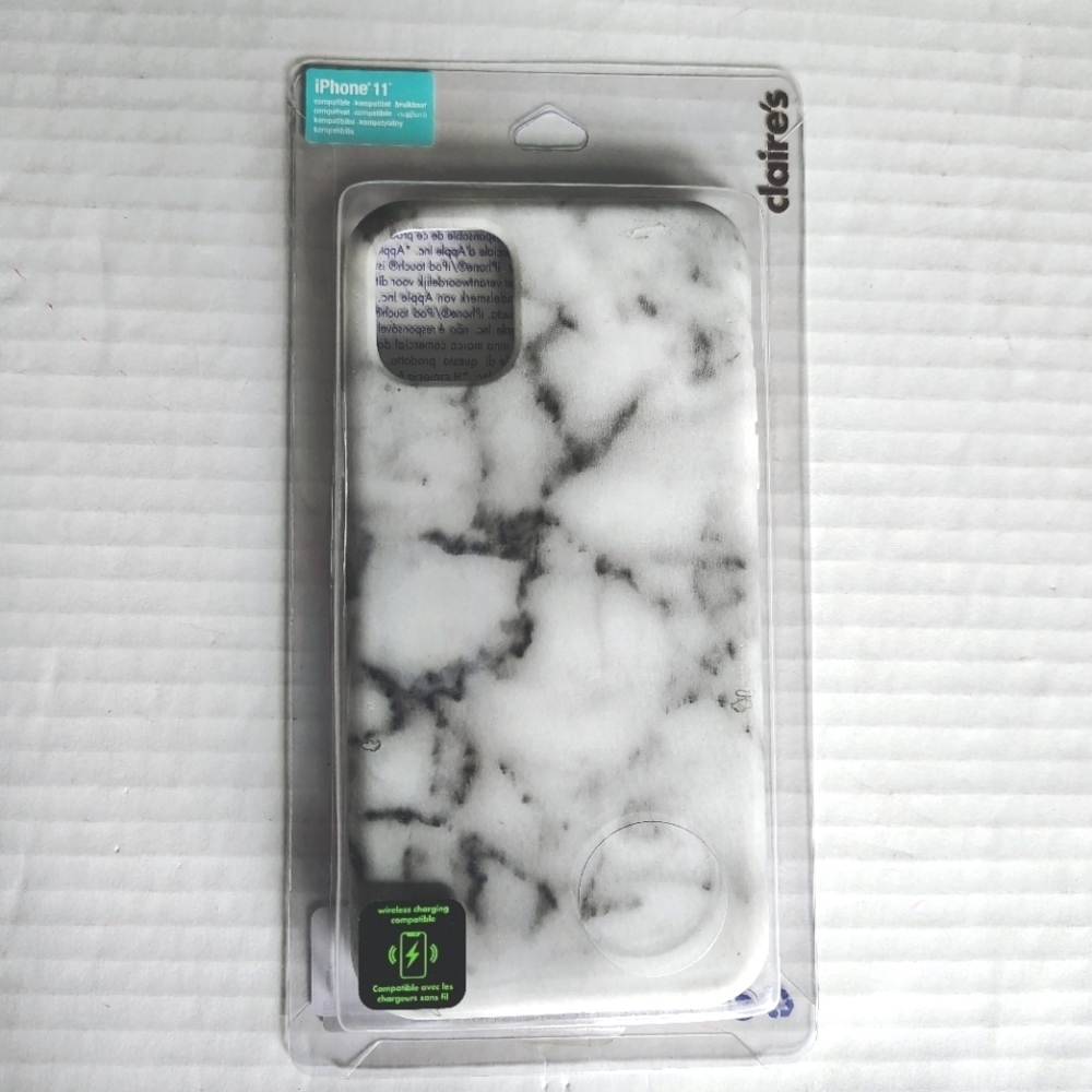 Marble iPhone‎ 11 Phone Case Wireless Charging Compatible Black White Phone Case